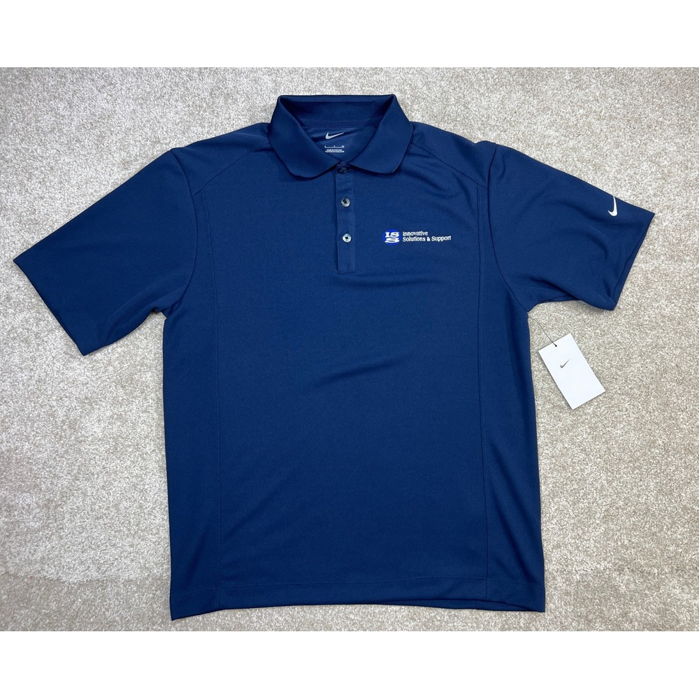 NWT Nike Mens Golf Polo Shirt Innovative Solutions & Support Navy Blue Size S